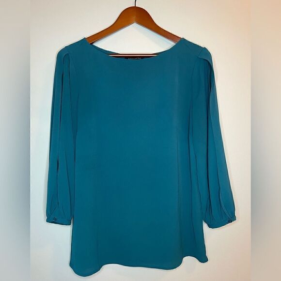 Banana Republic Teal Blouse with open sleeves Size Small - Picture 7 of 10